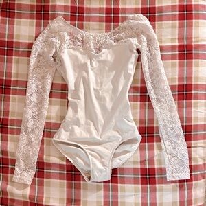 white lace elevé leotard